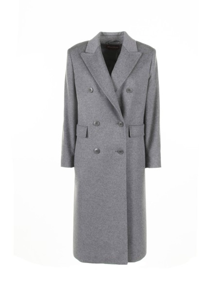 Cappotto doppiopetto lungo grigio