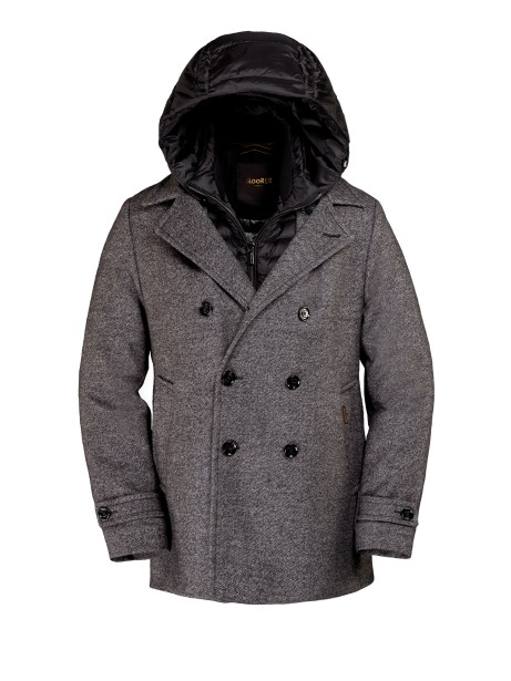 Men's Double Breasted Coat Grey with Inner Down