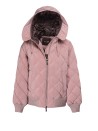 Women's Pink Quilted Zip Up Hooded Down Jacket