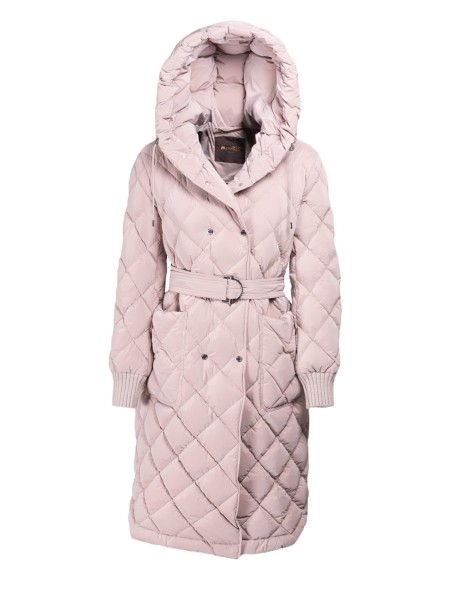 Women's Beige Long Down Jacket with Hood