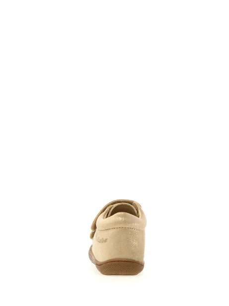 Gold first steps shoes in leather with strap
