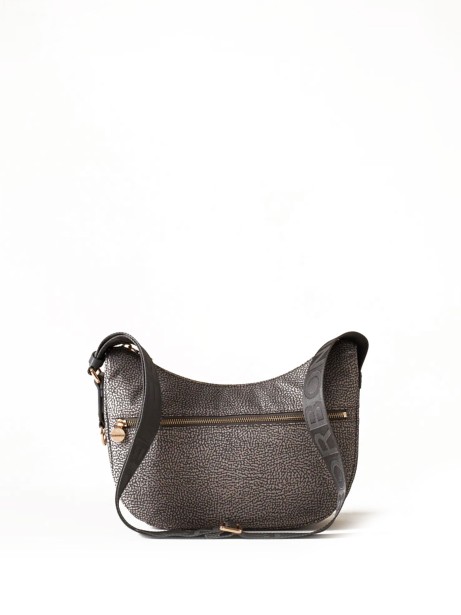 Borsa a tracolla Luna Hobo small in tessuto Op grigio