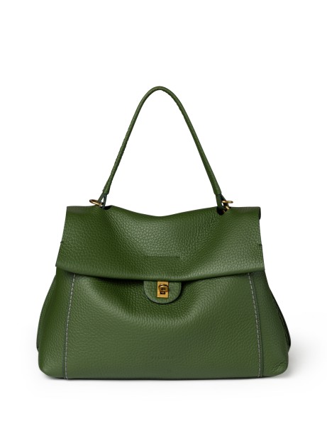 Extra Large Emerald Leather Shoulder Bag