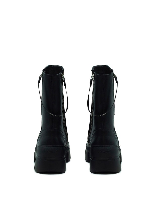 Black Leather Zip Ankle Boot