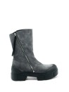 Grey Leather Ankle Boot with Zip