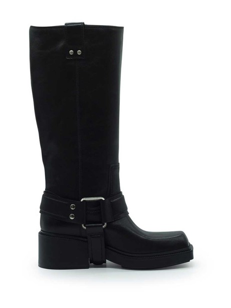 Gaucho Fray Black Leather Boot