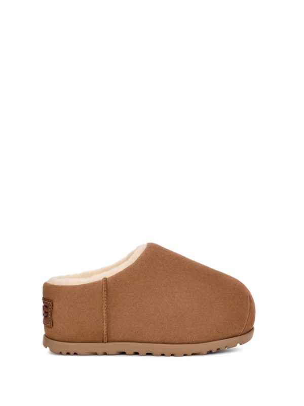 Pumped chestnut suede and faux fur slippers Pumped chestnut suede and faux fur slippers