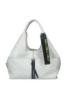 Nadia white leather shopping bag