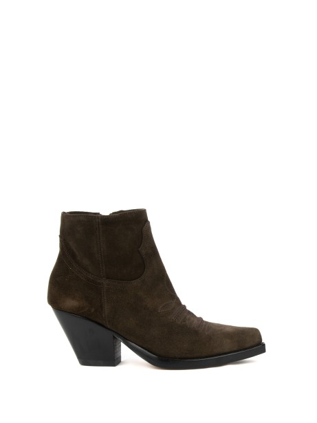 Stivaletto texano marrone in suede con cerniera Stivaletto texano marrone in suede con cerniera