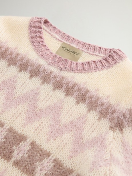 Pink Crewneck Sweater with Pattern