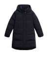 Piumino donna blu navy trapuntato con cappuccio