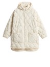 Women's Long Cream Quilted Down Jacket