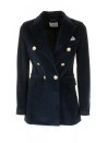 Women's Blue Double-Breasted Velvet Jacket