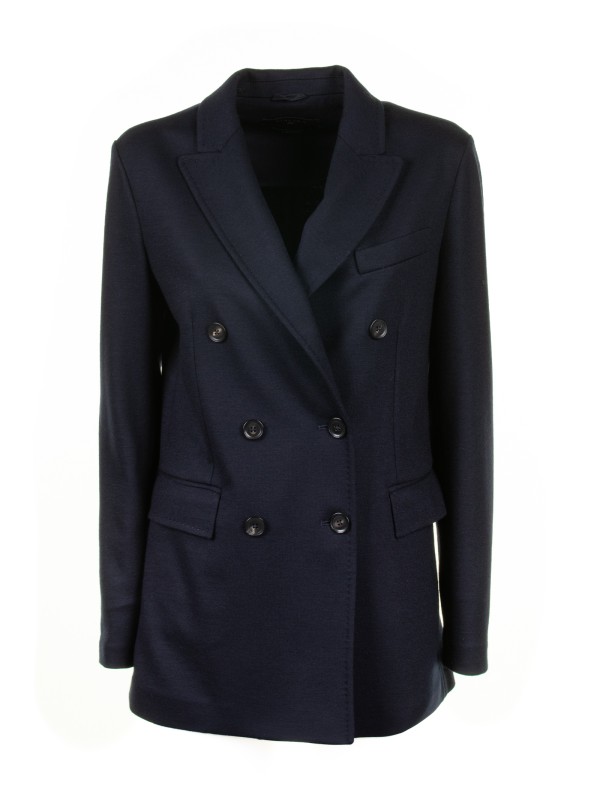 Women's Double Breasted Jacket Blue Black Women's Double Breasted Jacket Blue Black