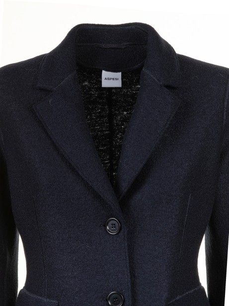 Navy Blue Single Breasted Jacket Women
