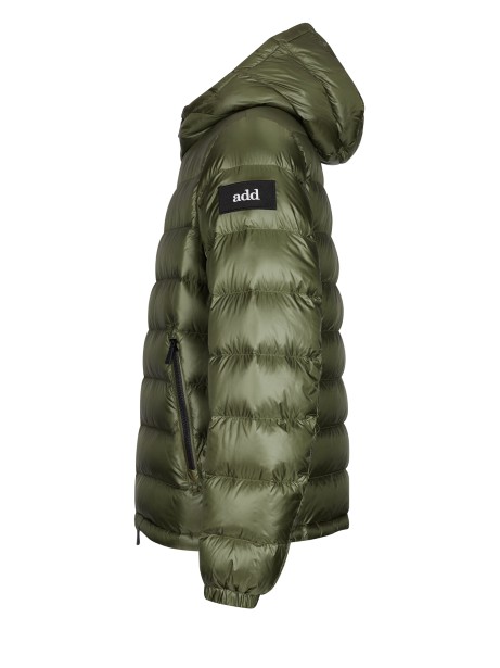 Green Quilted Down Jacket with Hood Men 2