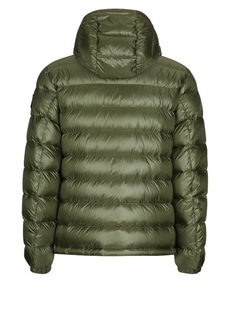 Green Quilted Down Jacket with Hood Men
