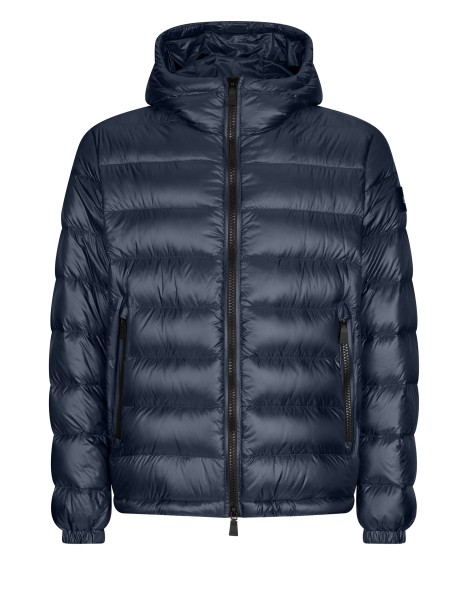 Men's Blue Quilted Down Jacket with Hood