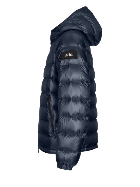 Men's Blue Quilted Down Jacket with Hood
