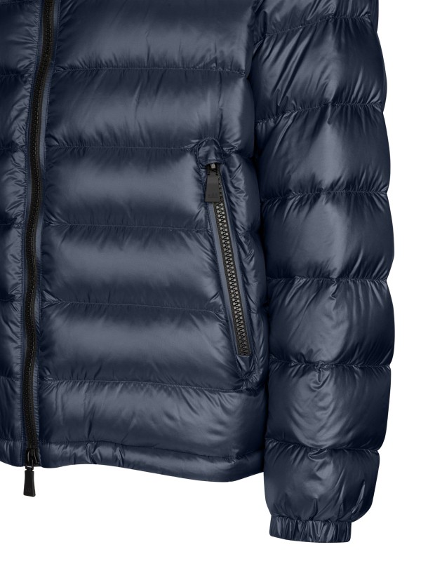 Men's Blue Quilted Down Jacket with Hood