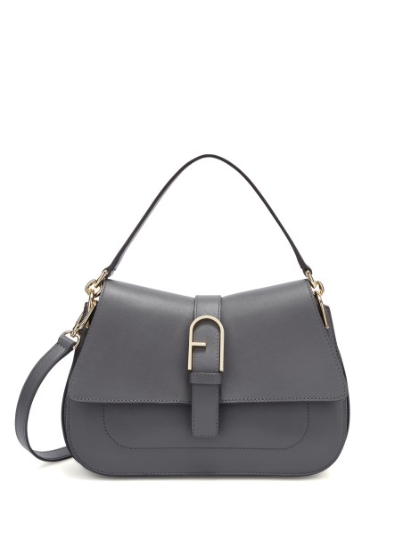 Flow M Handbag Grey Leather