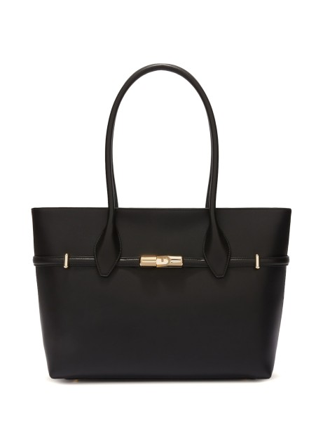 Shopping bag Goccia L black leather