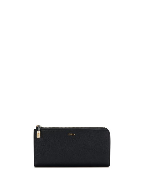 Black Leather Zip Around Wallet