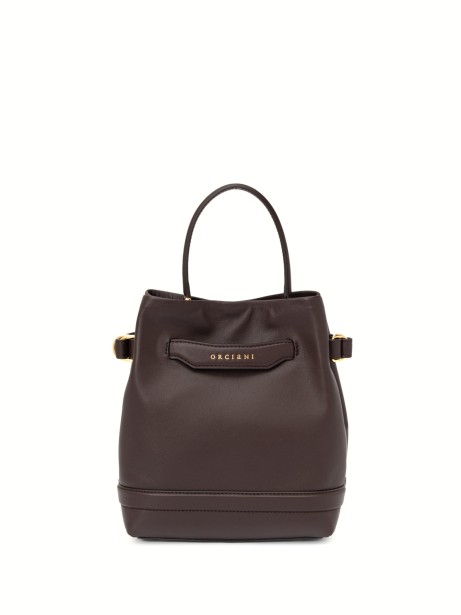 Becky Choco Leather Bucket Bag