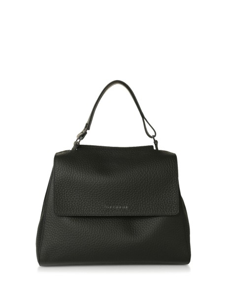 Borsa Sveva Media black in leather with shoulder strap