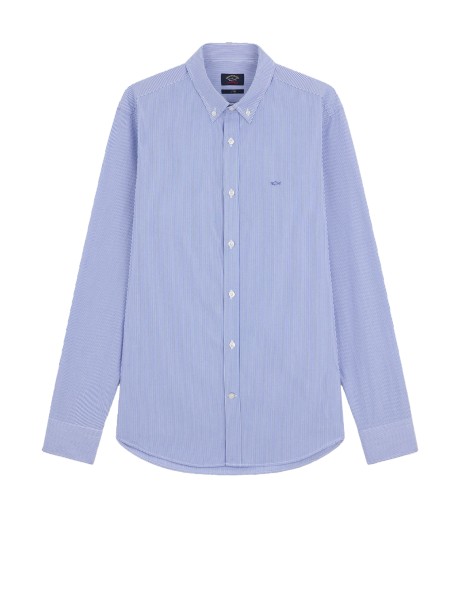 Striped Poplin Shirt with Logo