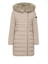 Seriola slim beige down jacket with fur