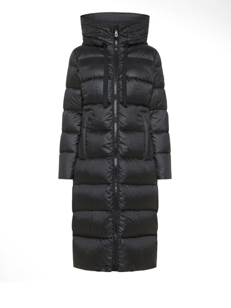 Nunki black long down jacket with hood