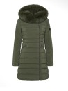 Seriola slim green down jacket with fur