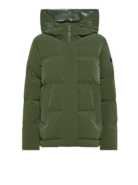 Anish short down jacket in green matt nylon