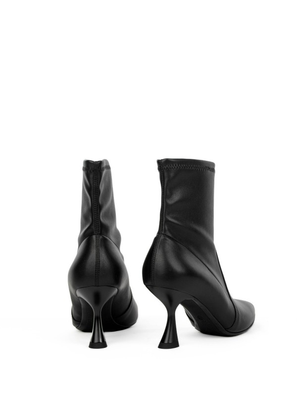 Black Stretch Leather Ankle Boot