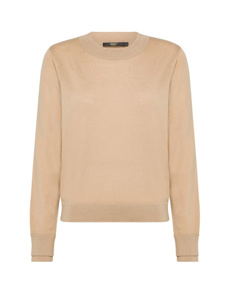 Camel Crewneck Sweater in Merino Wool