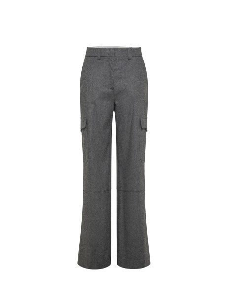 High-waisted grey flannel trousers