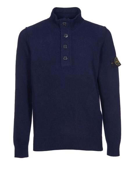 Blue Sweater with Collar and Buttons