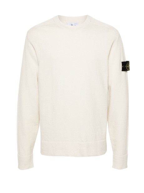 White Crewneck Sweater with Logo