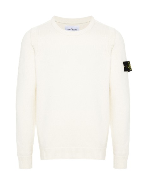 White Crewneck Sweater with Logo