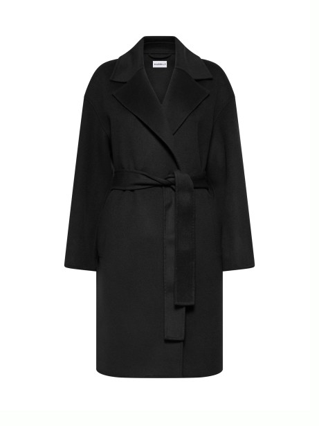 Cappotto lungo nero con cintura