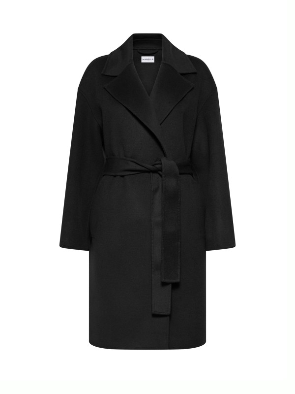 Black Long Coat with Belt