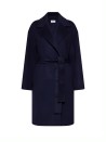 Cappotto lungo blu navy con cintura