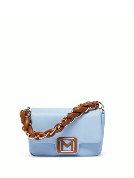 Blue Woven Shoulder Bag with Logo