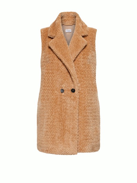 Camel Teddy Long Vest