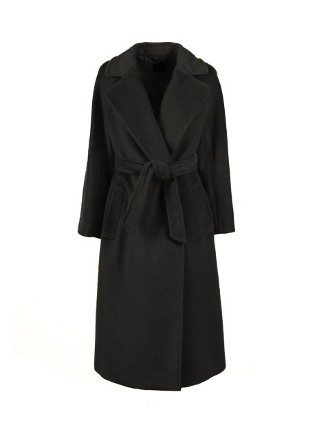 Blue Wool Blend Long Coat with Belt