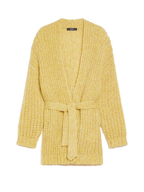 Cardigan giallo con cintura