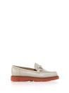 Ivory nappa leather loafer with horsebit detail
