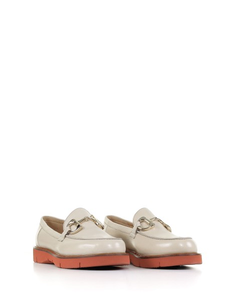 Ivory nappa leather loafer with horsebit detail 2