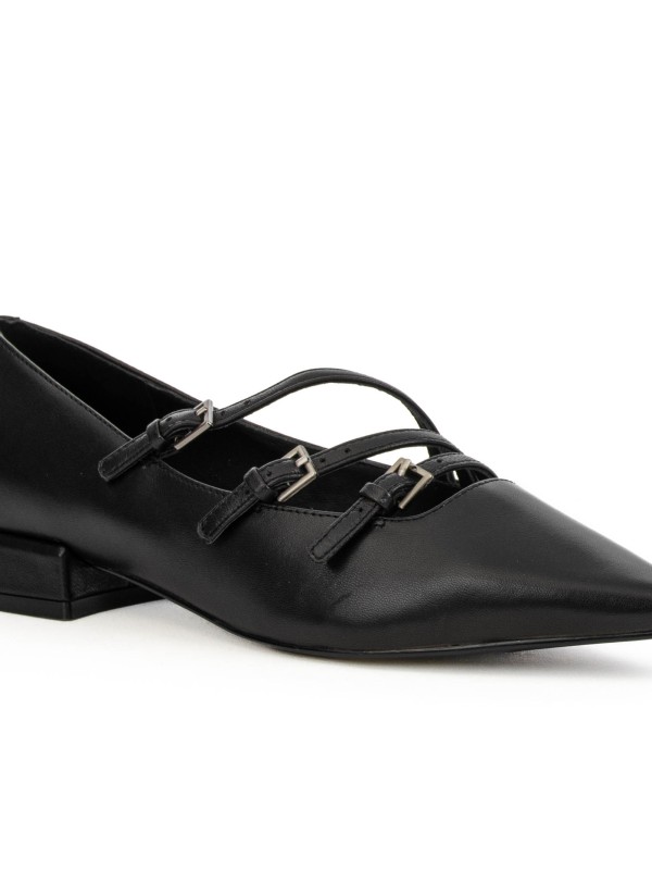 Black Leather Ballerina